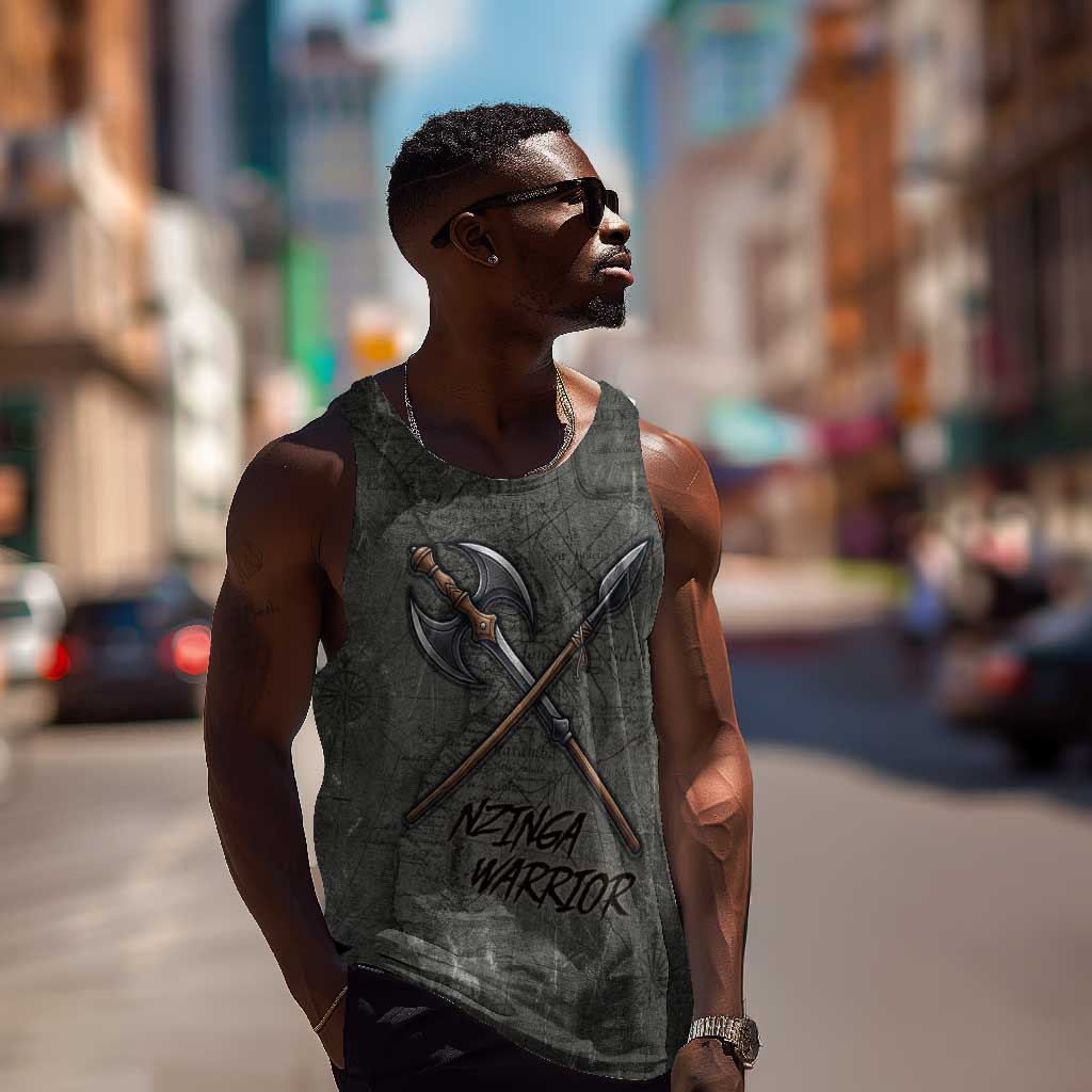 Queen Nzinga Men Tank Top Fierce African Warrior Queen - Dark Tribal Fire Art - Wonder Print Shop