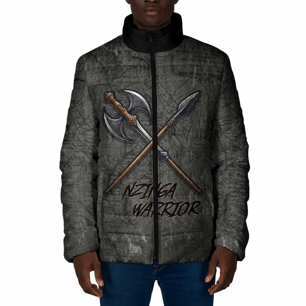 Queen Nzinga Padded Jacket Fierce African Warrior Queen - Dark Tribal Fire Art - Wonder Print Shop