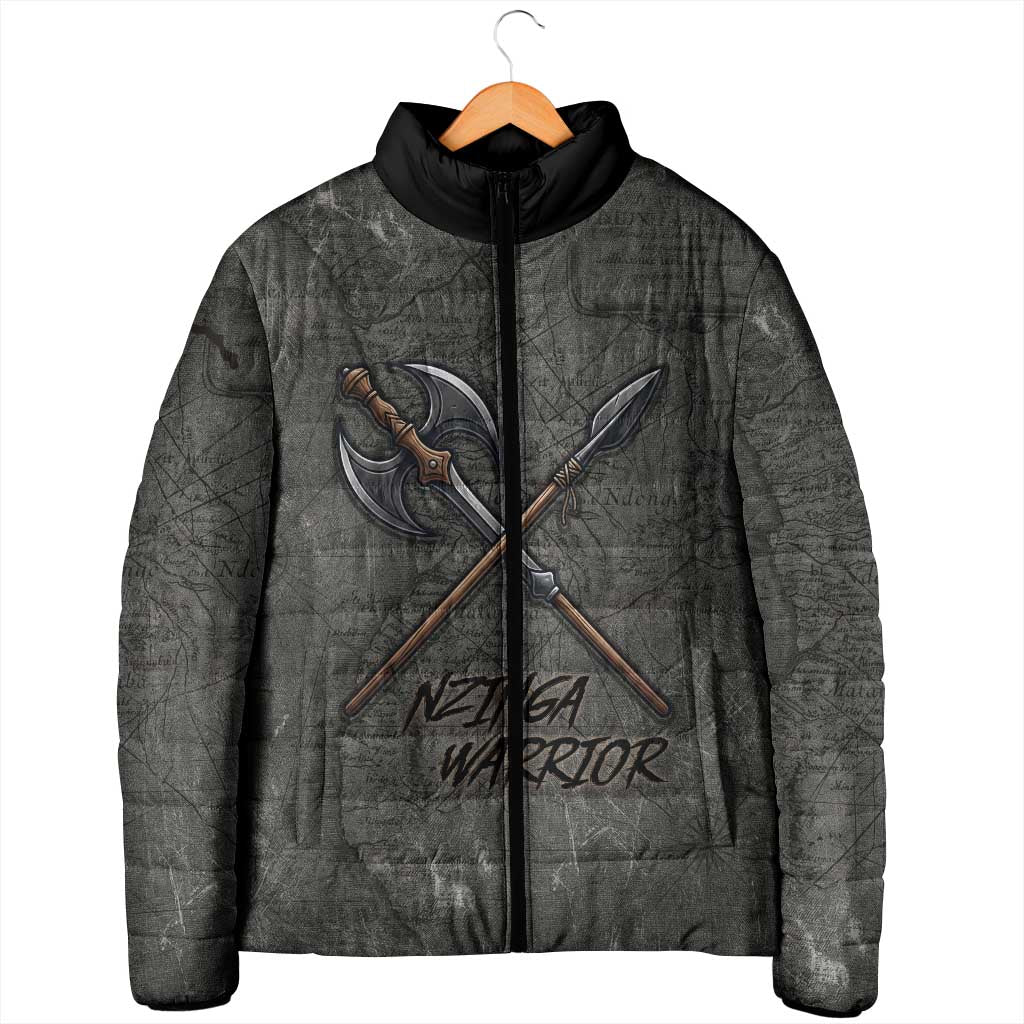 Queen Nzinga Padded Jacket Fierce African Warrior Queen - Dark Tribal Fire Art - Wonder Print Shop