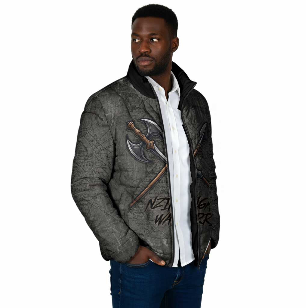 Queen Nzinga Padded Jacket Fierce African Warrior Queen - Dark Tribal Fire Art - Wonder Print Shop