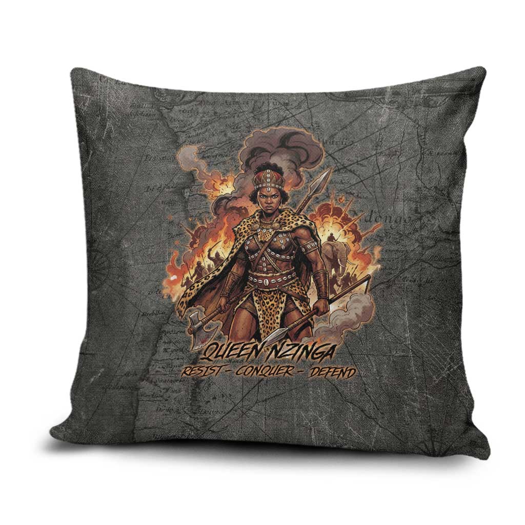 Queen Nzinga Pillow Cover Fierce African Warrior Queen - Dark Tribal Fire Art - Wonder Print Shop