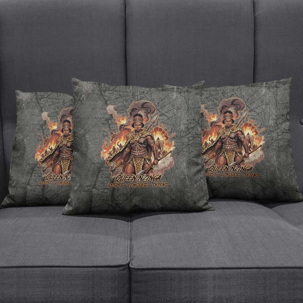 Queen Nzinga Pillow Cover Fierce African Warrior Queen - Dark Tribal Fire Art - Wonder Print Shop