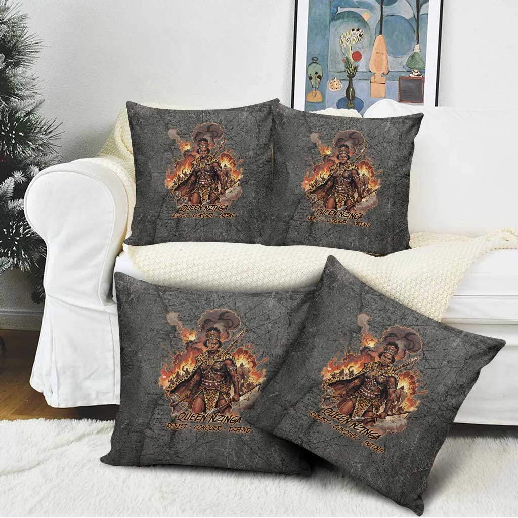 Queen Nzinga Pillow Cover Fierce African Warrior Queen - Dark Tribal Fire Art - Wonder Print Shop