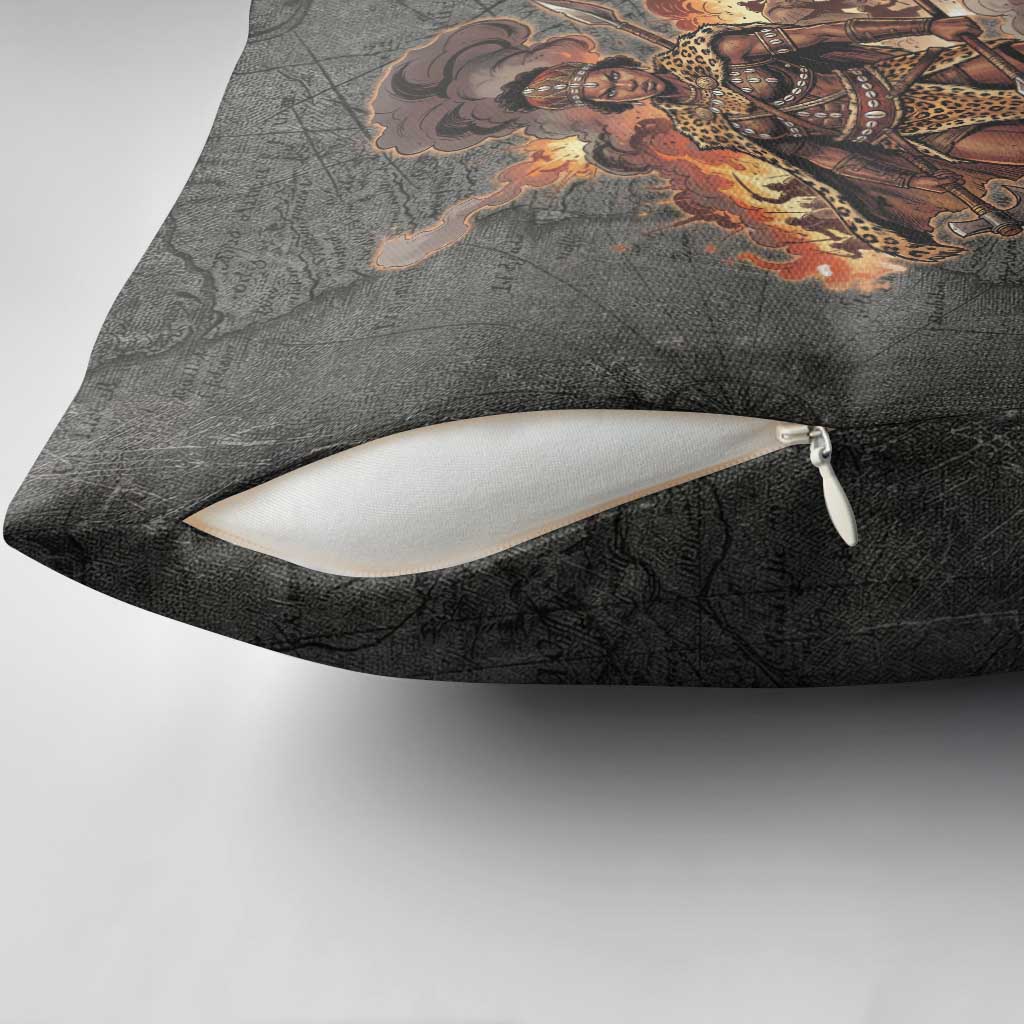 Queen Nzinga Pillow Cover Fierce African Warrior Queen - Dark Tribal Fire Art - Wonder Print Shop