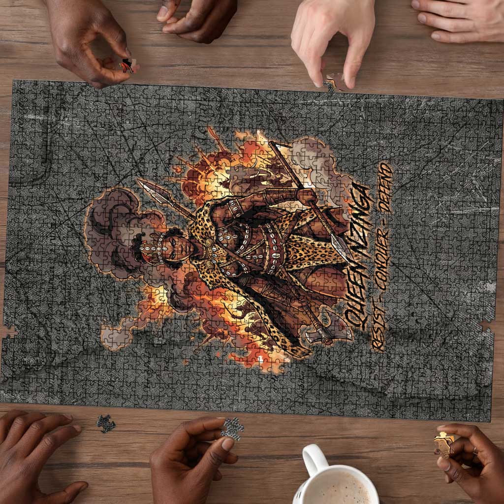 Queen Nzinga Puzzle Fierce African Warrior Queen - Dark Tribal Fire Art - Wonder Print Shop
