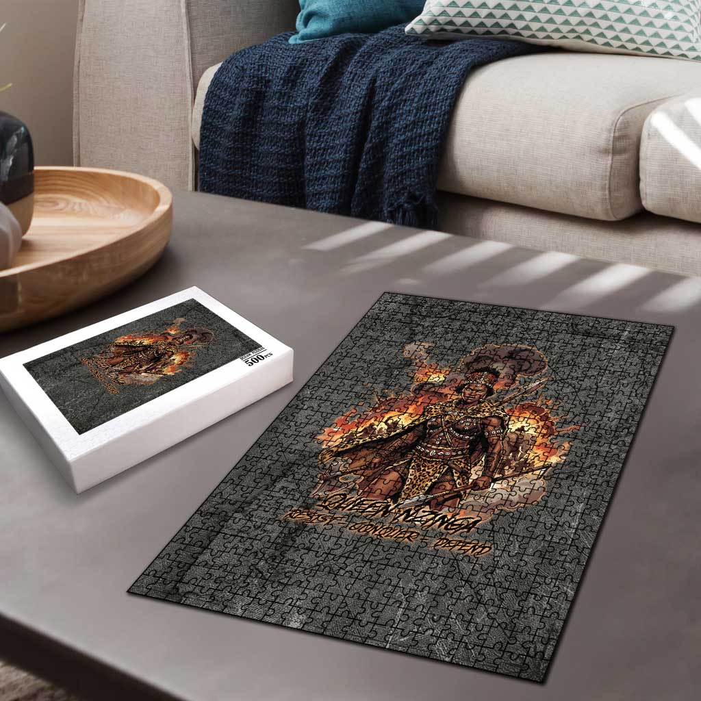Queen Nzinga Puzzle Fierce African Warrior Queen - Dark Tribal Fire Art - Wonder Print Shop