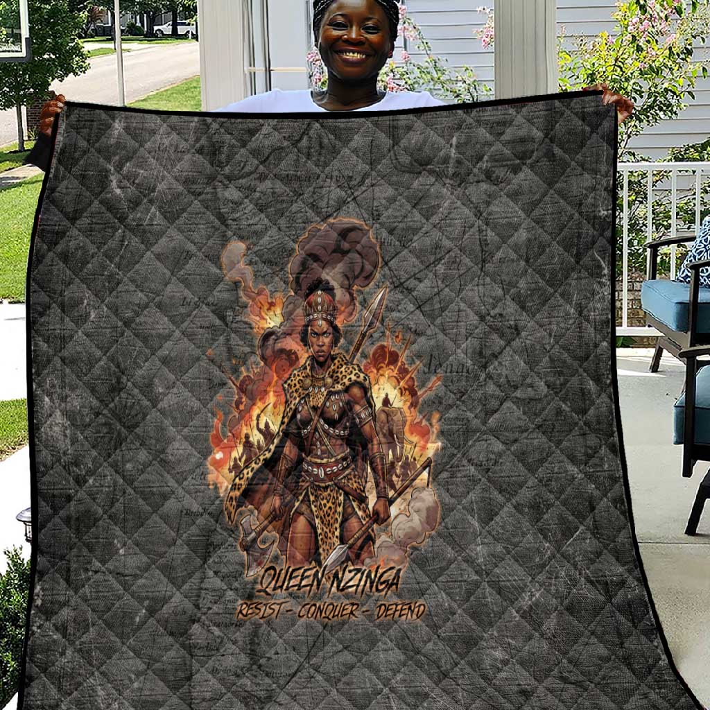 Queen Nzinga Quilt Fierce African Warrior Queen - Dark Tribal Fire Art - Wonder Print Shop