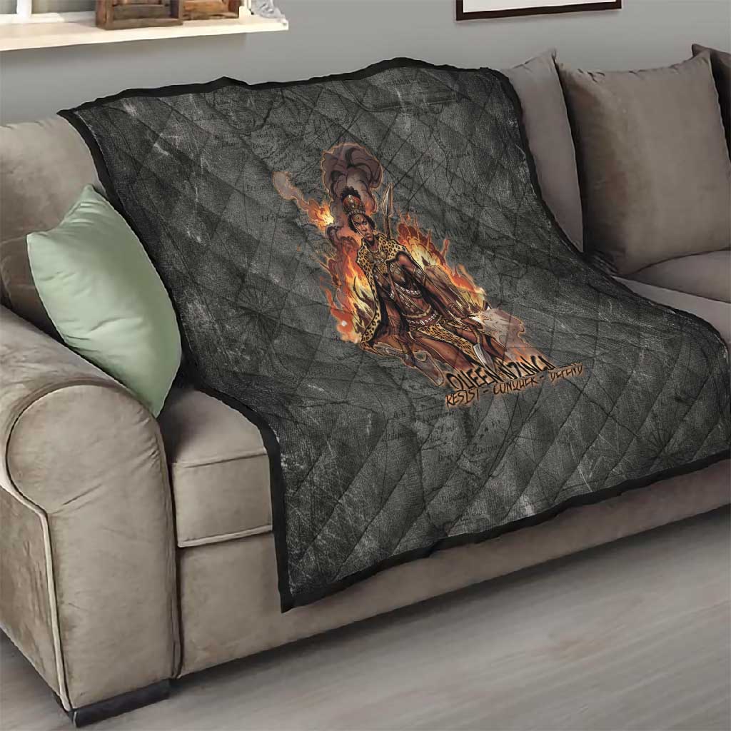Queen Nzinga Quilt Fierce African Warrior Queen - Dark Tribal Fire Art - Wonder Print Shop