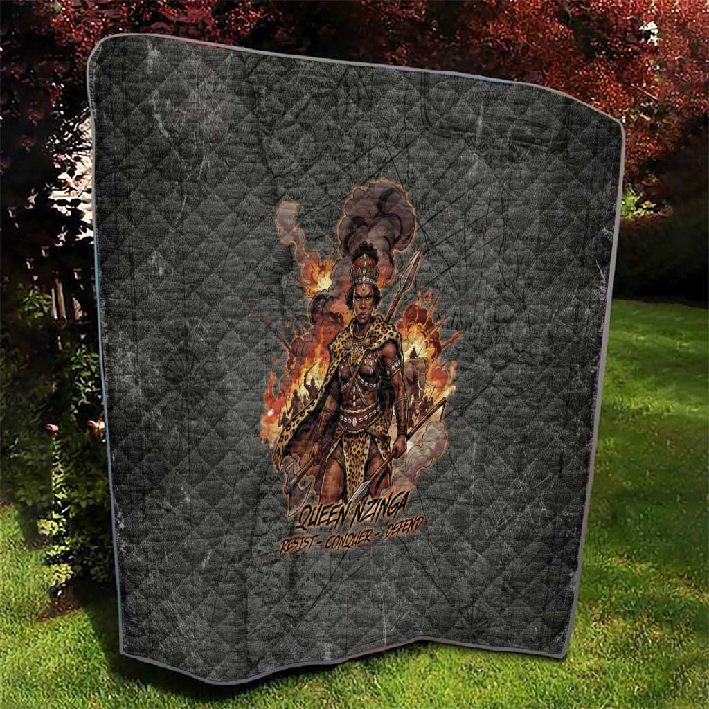 Queen Nzinga Quilt Fierce African Warrior Queen - Dark Tribal Fire Art - Wonder Print Shop