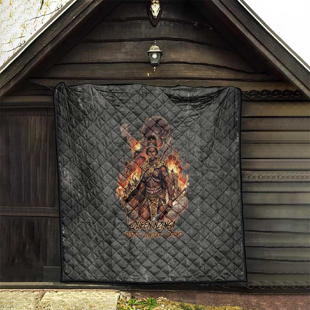Queen Nzinga Quilt Fierce African Warrior Queen - Dark Tribal Fire Art - Wonder Print Shop