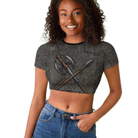 Queen Nzinga Raglan Cropped T shirt Fierce African Warrior Queen - Dark Tribal Fire Art - Wonder Print Shop