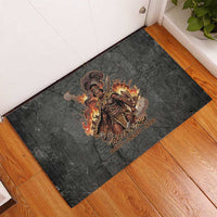 Queen Nzinga Rubber Doormat Fierce African Warrior Queen - Dark Tribal Fire Art - Wonder Print Shop