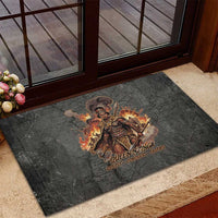 Queen Nzinga Rubber Doormat Fierce African Warrior Queen - Dark Tribal Fire Art - Wonder Print Shop