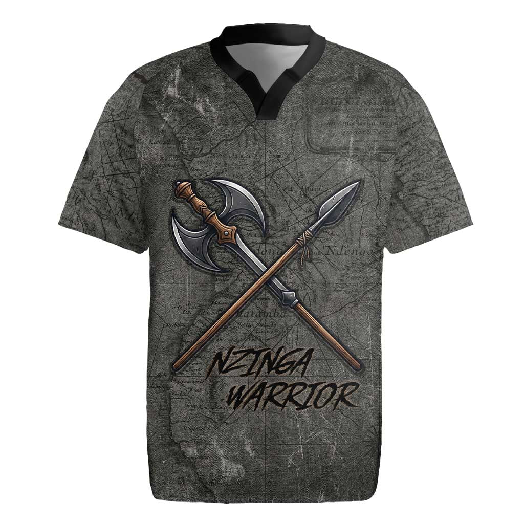Queen Nzinga Rugby Jersey Fierce African Warrior Queen - Dark Tribal Fire Art - Wonder Print Shop