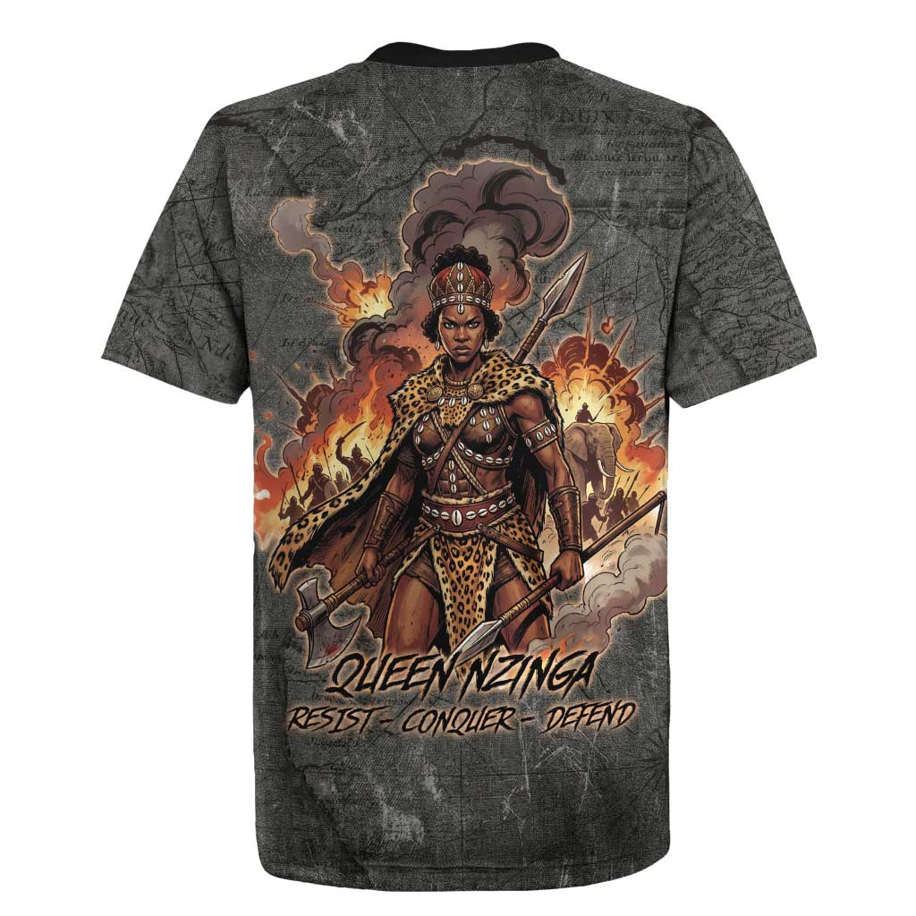 Queen Nzinga Rugby Jersey Fierce African Warrior Queen - Dark Tribal Fire Art - Wonder Print Shop