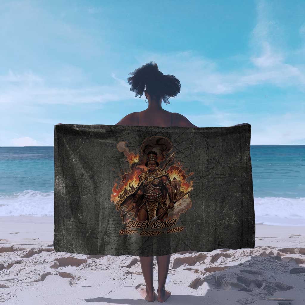 Queen Nzinga Sarong Fierce African Warrior Queen - Dark Tribal Fire Art - Wonder Print Shop