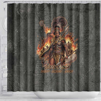 Queen Nzinga Shower Curtain Fierce African Warrior Queen - Dark Tribal Fire Art - Wonder Print Shop