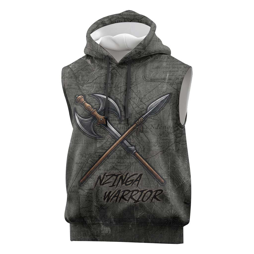 Queen Nzinga Sleeveless Hoodie Fierce African Warrior Queen - Dark Tribal Fire Art - Wonder Print Shop