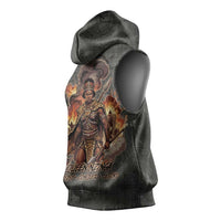 Queen Nzinga Sleeveless Hoodie Fierce African Warrior Queen - Dark Tribal Fire Art - Wonder Print Shop