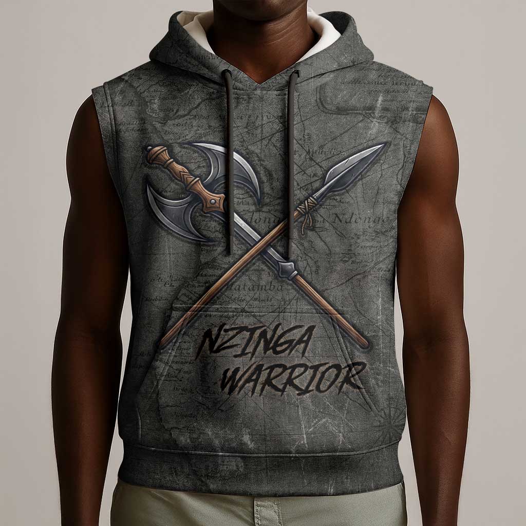 Queen Nzinga Sleeveless Hoodie Fierce African Warrior Queen - Dark Tribal Fire Art - Wonder Print Shop