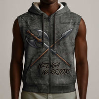 Queen Nzinga Sleeveless Zip Hoodie Fierce African Warrior Queen - Dark Tribal Fire Art - Wonder Print Shop