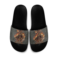 Queen Nzinga Slide Sandals Fierce African Warrior Queen - Dark Tribal Fire Art - Wonder Print Shop