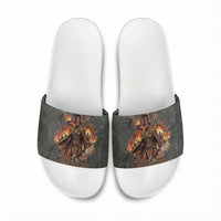 Queen Nzinga Slide Sandals Fierce African Warrior Queen - Dark Tribal Fire Art - Wonder Print Shop