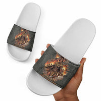 Queen Nzinga Slide Sandals Fierce African Warrior Queen - Dark Tribal Fire Art - Wonder Print Shop