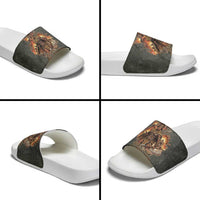 Queen Nzinga Slide Sandals Fierce African Warrior Queen - Dark Tribal Fire Art - Wonder Print Shop