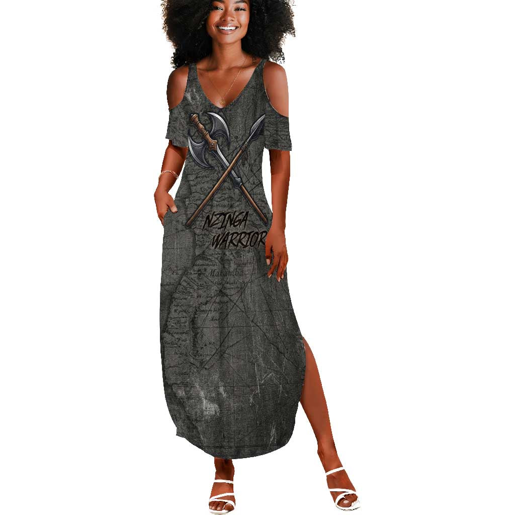 Queen Nzinga Summer Maxi Dress Fierce African Warrior Queen - Dark Tribal Fire Art - Wonder Print Shop