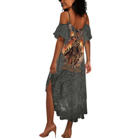 Queen Nzinga Summer Maxi Dress Fierce African Warrior Queen - Dark Tribal Fire Art - Wonder Print Shop