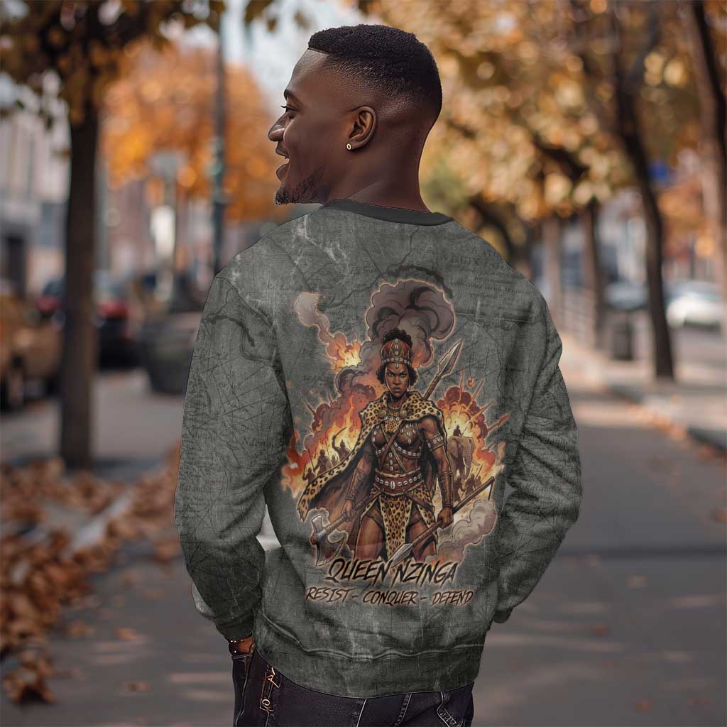 Queen Nzinga Sweatshirt Fierce African Warrior Queen - Dark Tribal Fire Art - Wonder Print Shop