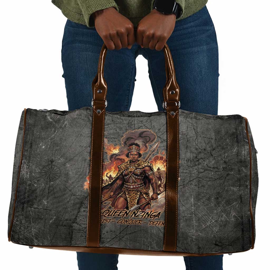 Queen Nzinga Travel Bag Fierce African Warrior Queen - Dark Tribal Fire Art - Wonder Print Shop