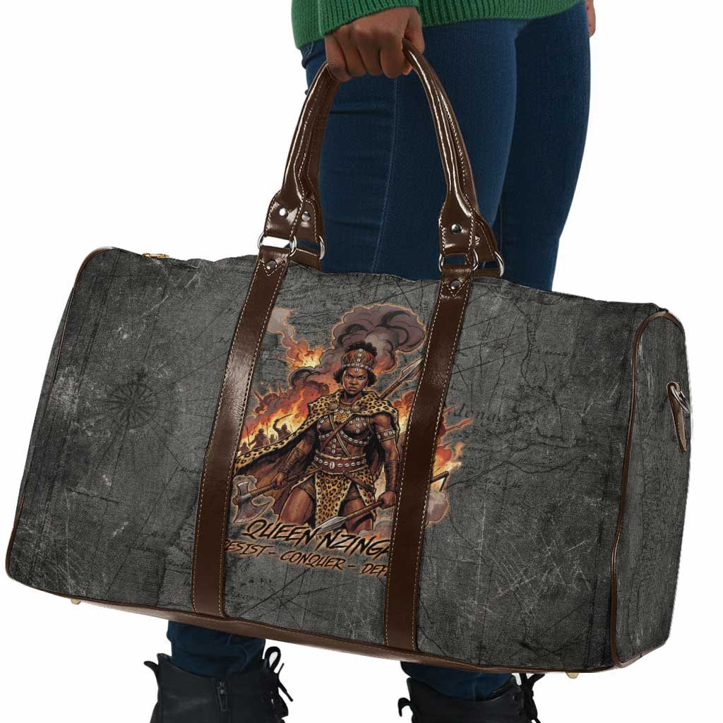 Queen Nzinga Travel Bag Fierce African Warrior Queen - Dark Tribal Fire Art - Wonder Print Shop