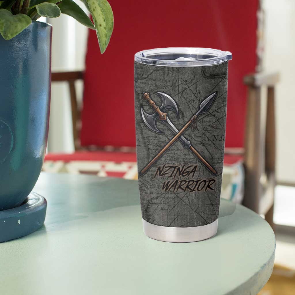 Queen Nzinga Tumbler Cup Fierce African Warrior Queen - Dark Tribal Fire Art - Wonder Print Shop