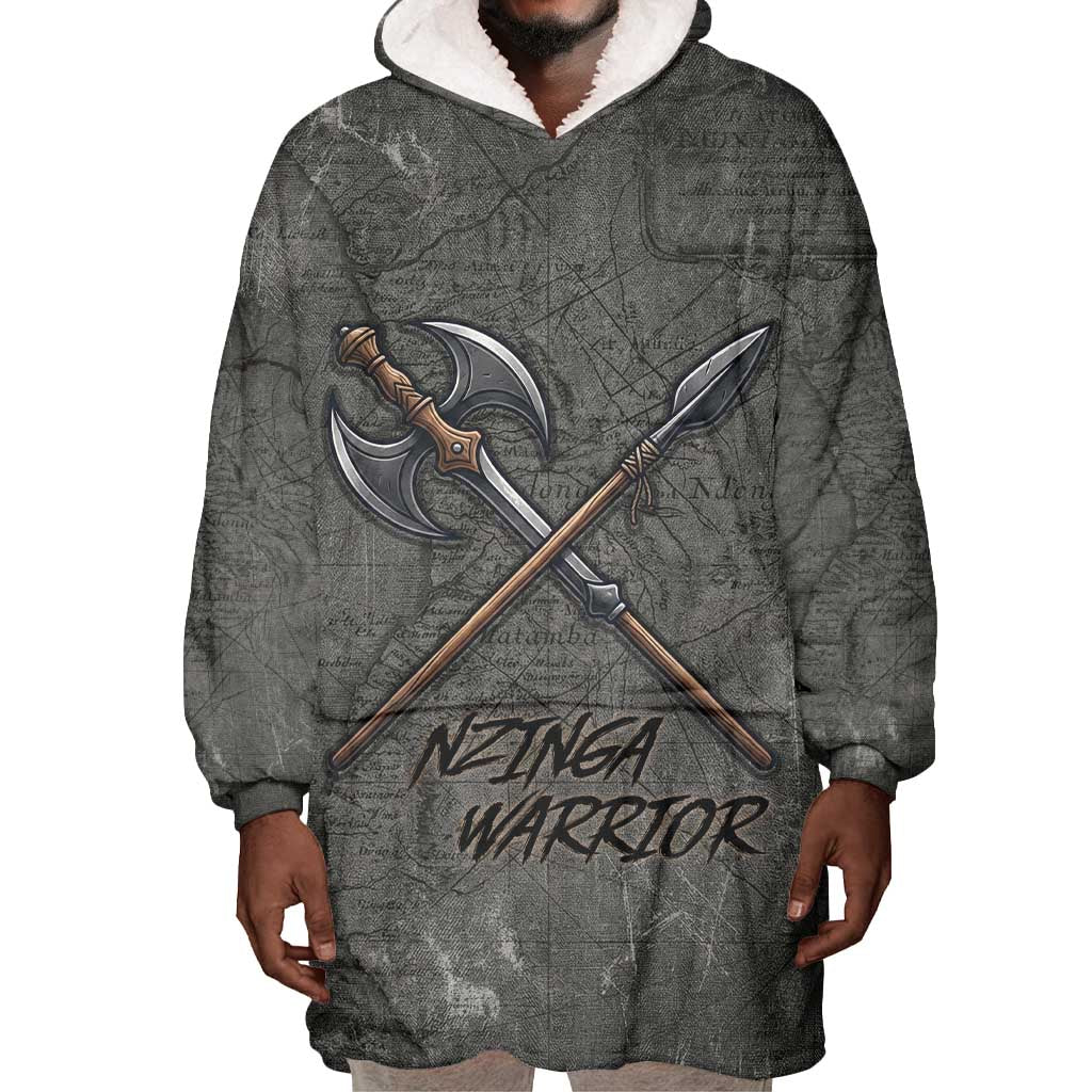 Queen Nzinga Wearable Blanket Hoodie Fierce African Warrior Queen - Dark Tribal Fire Art - Wonder Print Shop
