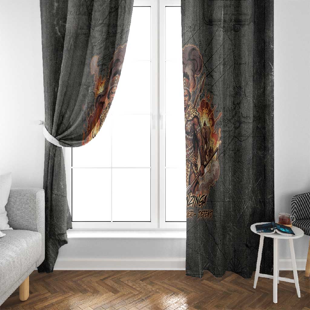 Queen Nzinga Window Curtain Fierce African Warrior Queen - Dark Tribal Fire Art - Wonder Print Shop