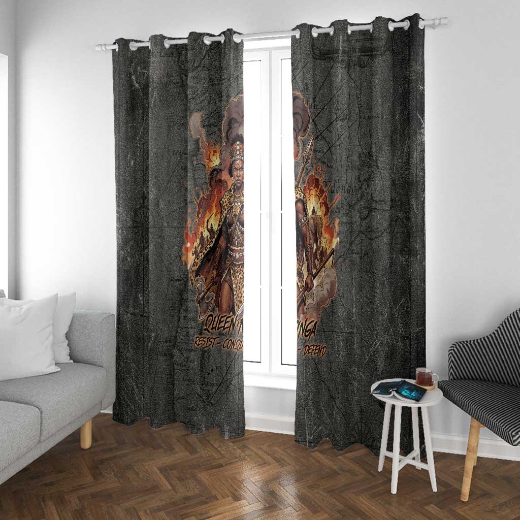 Queen Nzinga Window Curtain Fierce African Warrior Queen - Dark Tribal Fire Art - Wonder Print Shop