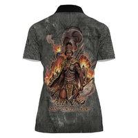 Queen Nzinga Women Polo Shirt Fierce African Warrior Queen - Dark Tribal Fire Art - Wonder Print Shop