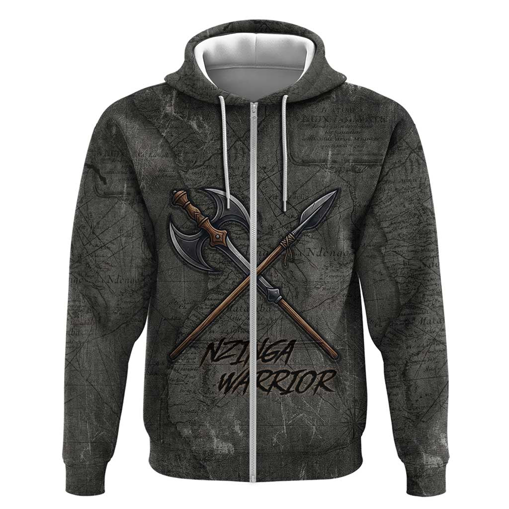 Queen Nzinga Zip Hoodie Fierce African Warrior Queen - Dark Tribal Fire Art - Wonder Print Shop