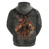 Queen Nzinga Zip Hoodie Fierce African Warrior Queen - Dark Tribal Fire Art - Wonder Print Shop