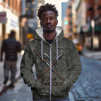 Queen Nzinga Zip Hoodie Fierce African Warrior Queen - Dark Tribal Fire Art - Wonder Print Shop