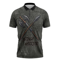 Queen Nzinga Zipper Polo Shirt Fierce African Warrior Queen - Dark Tribal Fire Art - Wonder Print Shop