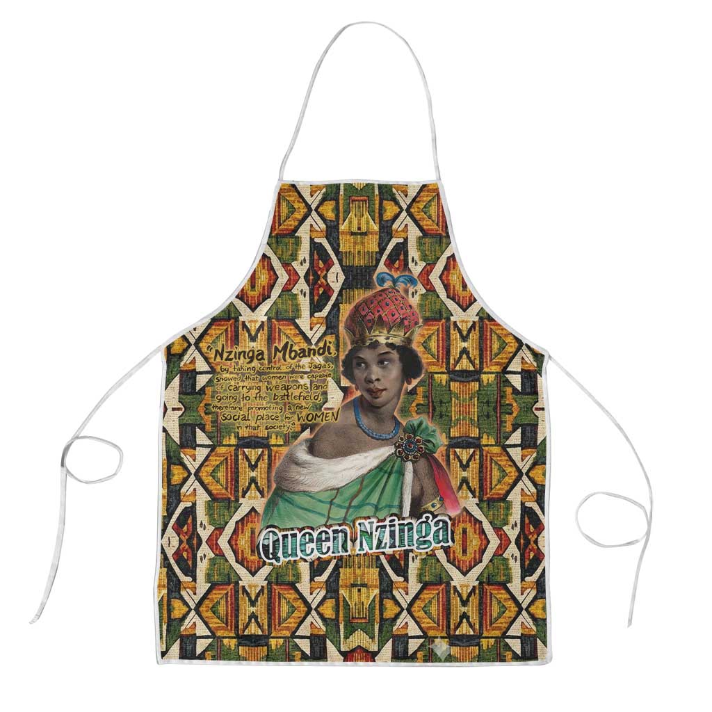 Queen Nzinga Apron Mbandi Traditional Regal Portrait Empowerment Quote African Female Leadership - Wonder Print Shop