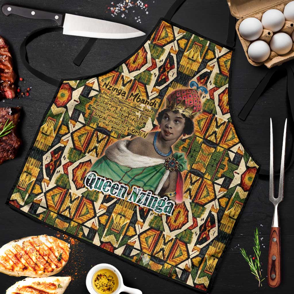 Queen Nzinga Apron Mbandi Traditional Regal Portrait Empowerment Quote African Female Leadership - Wonder Print Shop