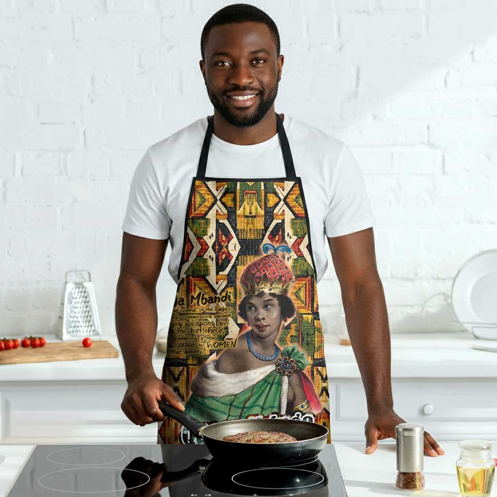 Queen Nzinga Apron Mbandi Traditional Regal Portrait Empowerment Quote African Female Leadership - Wonder Print Shop