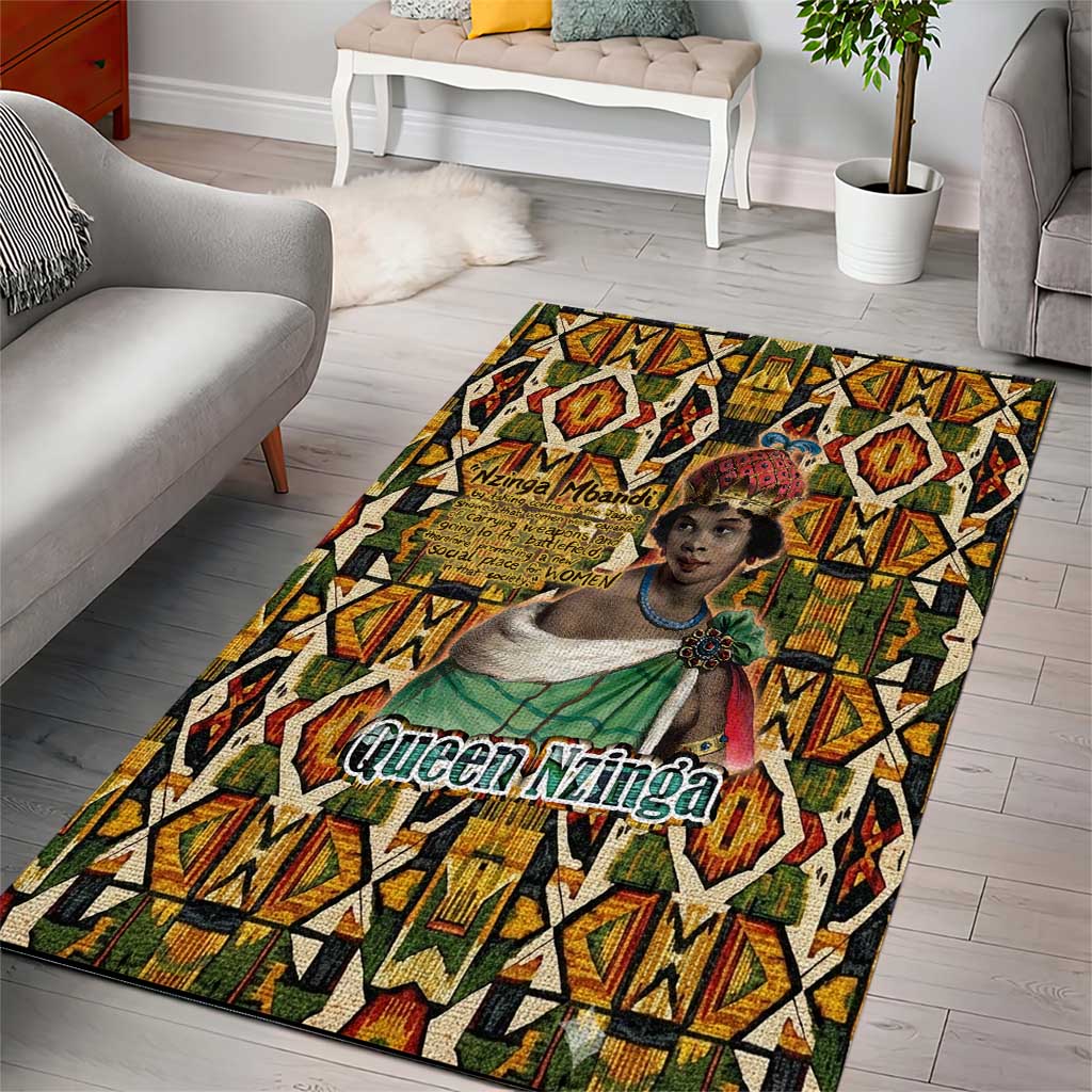 Queen Nzinga Area Rug Mbandi Traditional Regal Portrait Empowerment Quote African Female Leadership - Wonder Print Shop