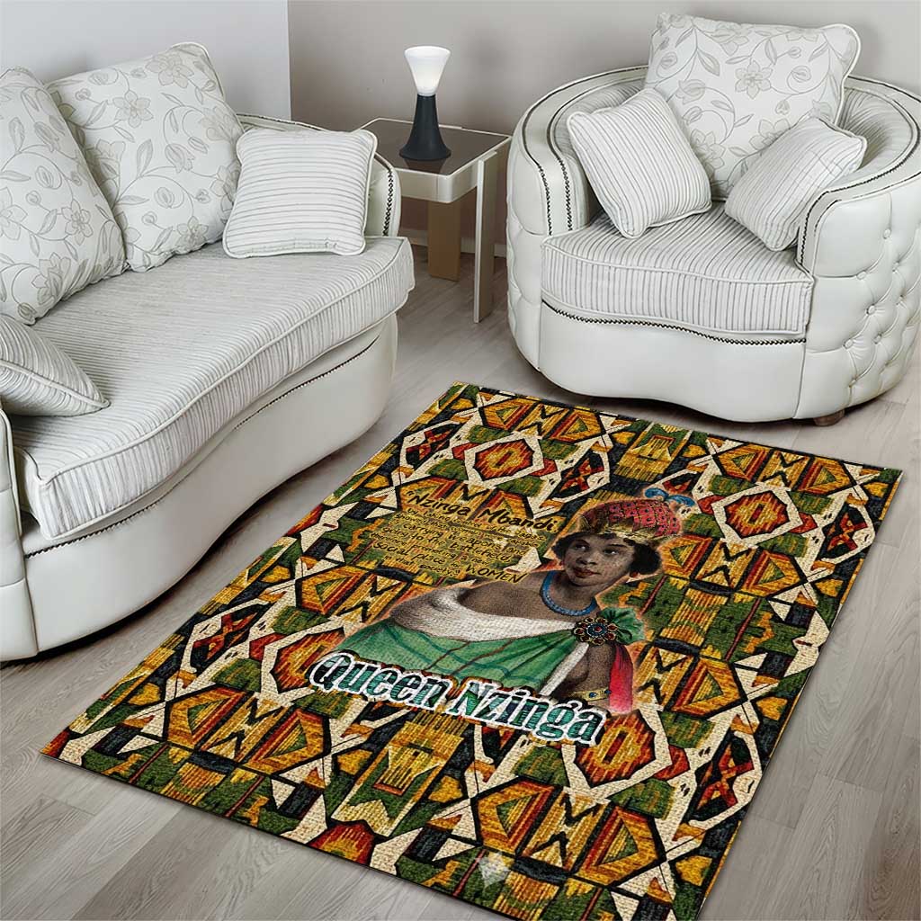 Queen Nzinga Area Rug Mbandi Traditional Regal Portrait Empowerment Quote African Female Leadership - Wonder Print Shop