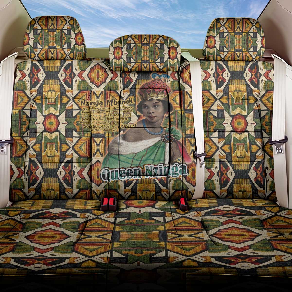 Queen Nzinga Back Car Seat Cover Mbandi Traditional Regal Portrait Empowerment Quote African Female Leadership - Wonder Print Shop