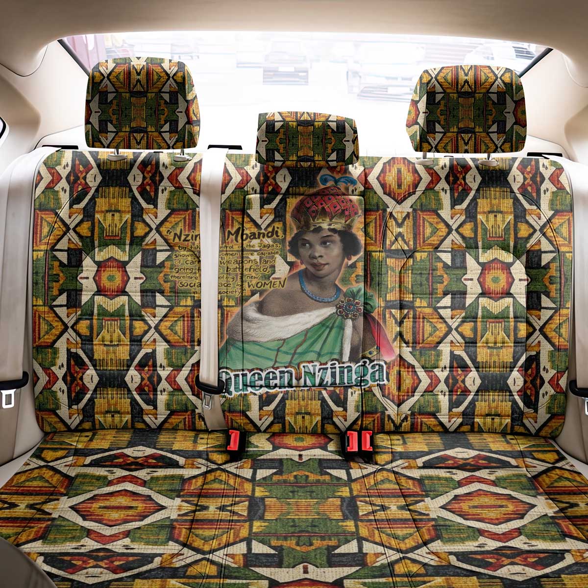 Queen Nzinga Back Car Seat Cover Mbandi Traditional Regal Portrait Empowerment Quote African Female Leadership - Wonder Print Shop